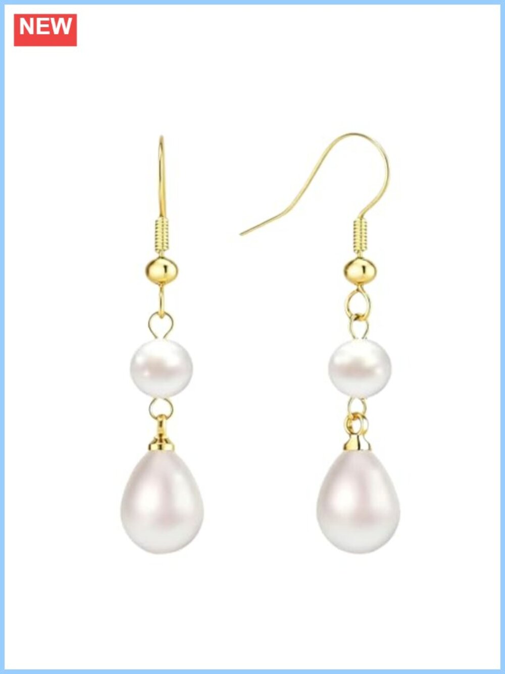 24K Gold Plated Pearl Drop Dangle Earrings